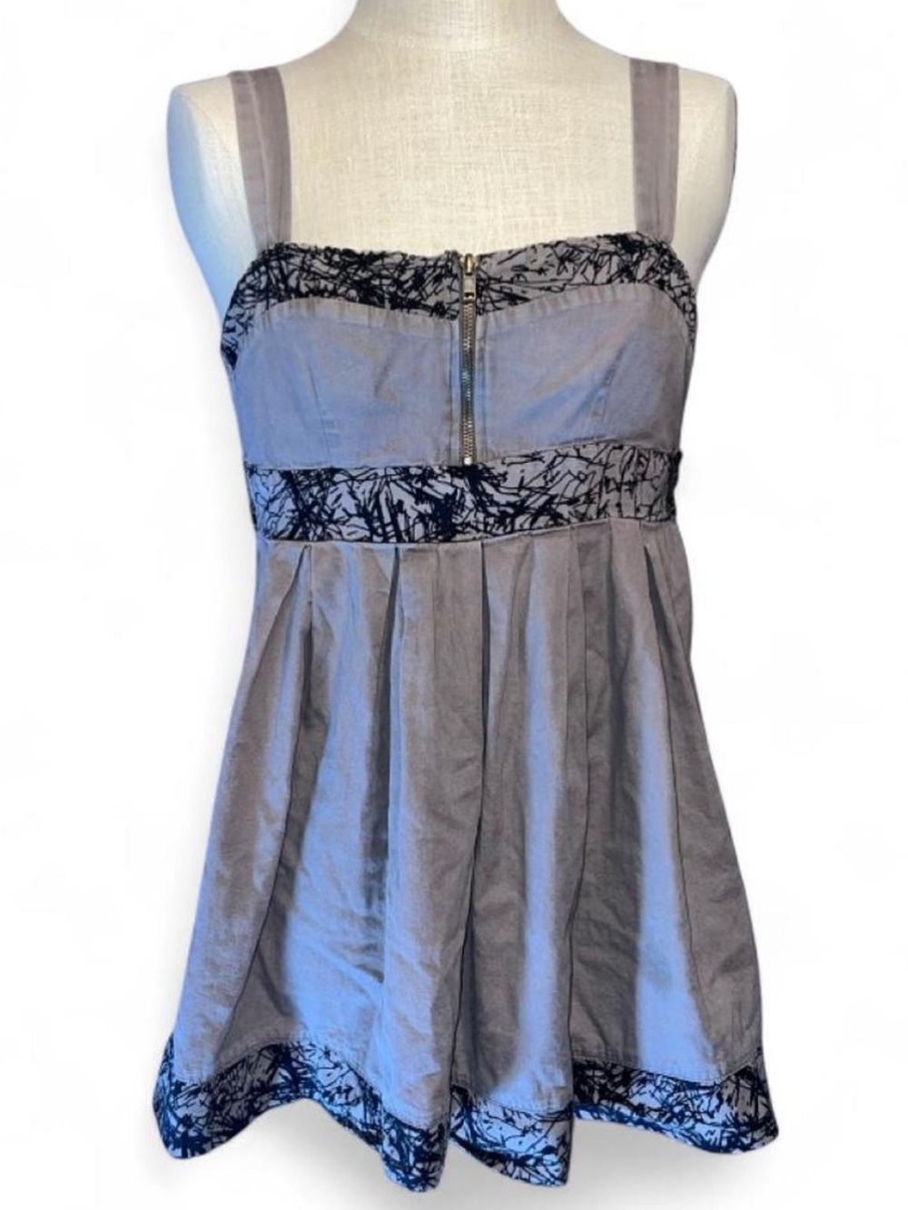 🩶Vintage Cotton Babydoll Mini Dress by One Clothing • Gray & Black
